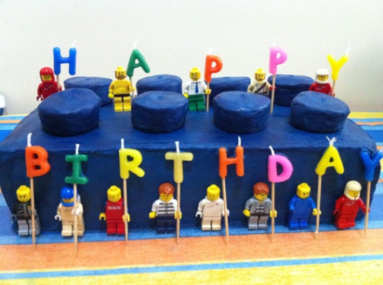 Lego brick birthday cake